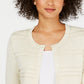 Cardigan feminino texturizado de lurex Charter Club, dourado, tamanho pequeno