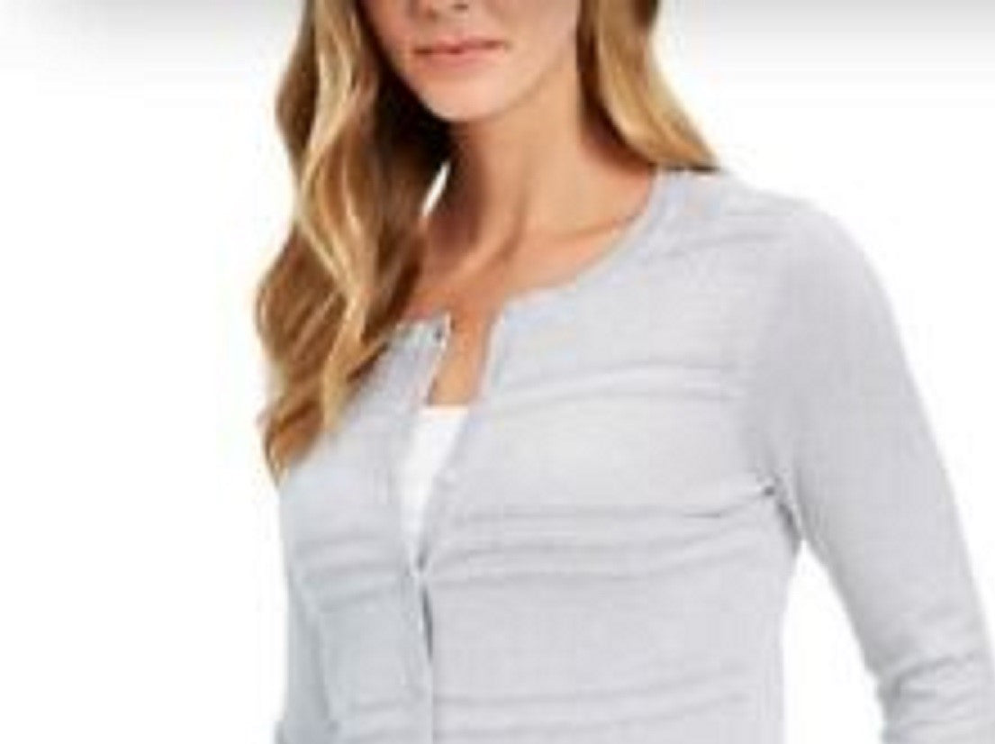 Cardigan feminino texturizado de lurex Charter Club cinza tamanho 2 extra grande