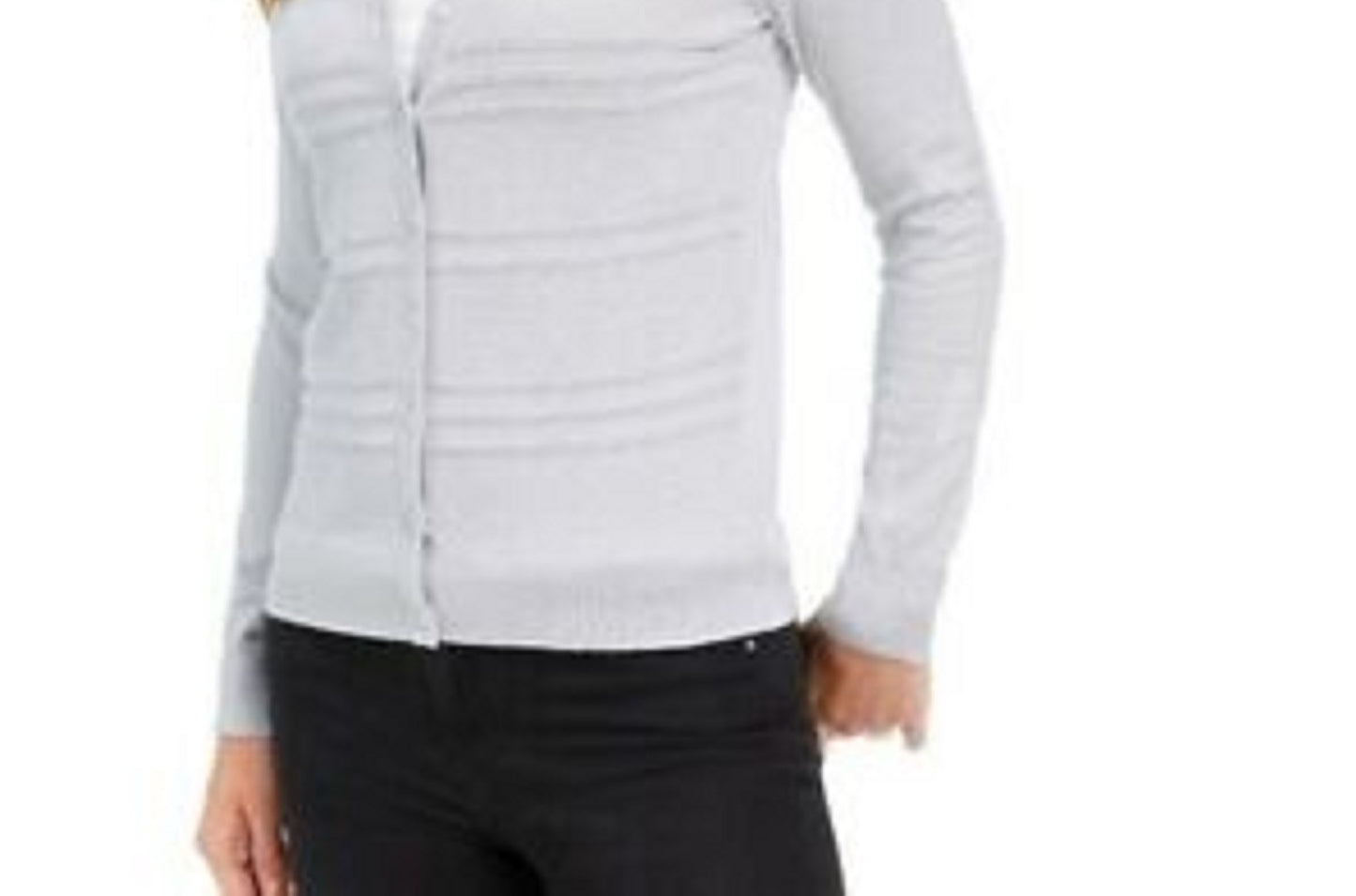 Cardigan feminino texturizado de lurex Charter Club cinza tamanho 2 extra grande