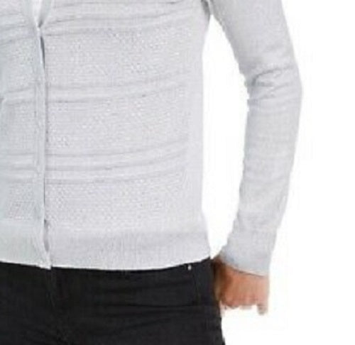 Cardigan feminino texturizado de lurex Charter Club, cinza, tamanho médio