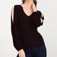 INC International Concepts Top feminino pequeno com mangas divididas e botões de strass, preto, tamanho médio
