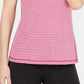 Camiseta feminina listrada com decote em V Ideology, rosa, tamanho grande