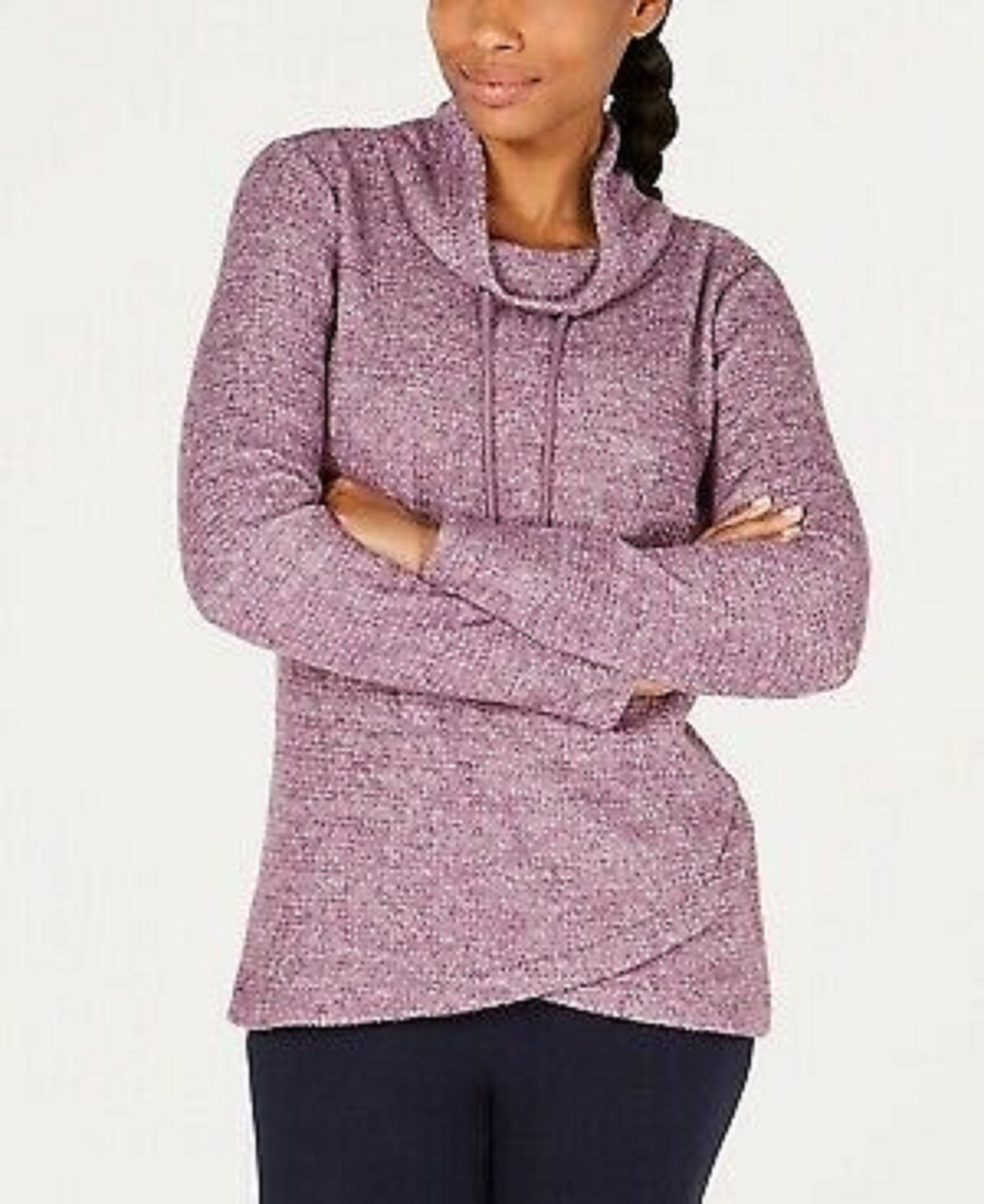 Ideology Top feminino com decote em V e bainha em tulipa, vermelho, tamanho grande