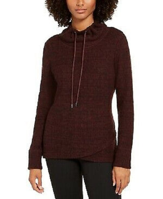 Ideology Women's Cowl-Neck Tulip-Hem Top Wine Size Medium