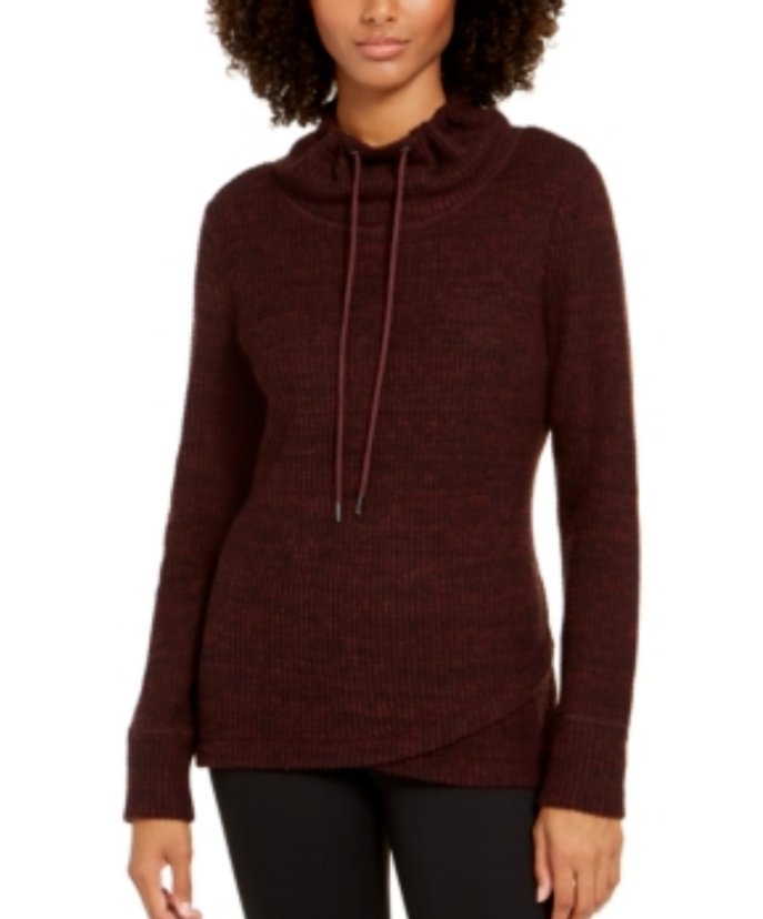 Ideology Top feminino com decote em V e bainha em tulipa, vermelho, tamanho X-S