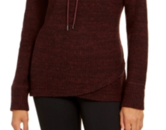 Ideology Top feminino com decote em V e bainha em tulipa, vermelho, tamanho X-S