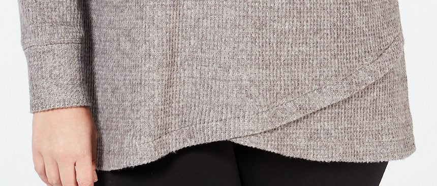 Ideology Top feminino plus size com decote em V e bainha em tulipa, roxo, tamanho XXX-G