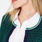Cardigan estampado feminino Charter Club, verde, tamanho grande