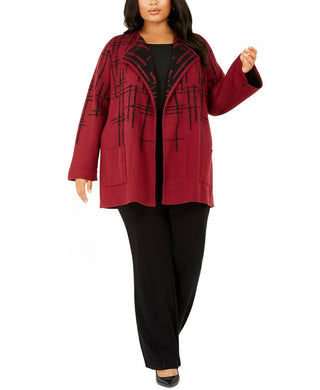 Jaqueta suéter feminina Alfani Double-Knit Malbec Speckled tamanho P