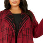 Jaqueta suéter feminina Alfani Double-Knit Malbec Speckled tamanho P