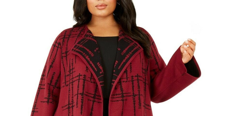 Jaqueta suéter feminina Alfani Double-Knit Malbec Speckled tamanho P