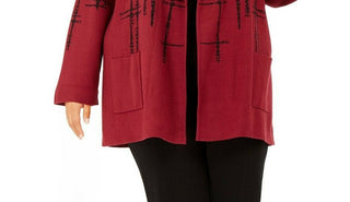 Jaqueta suéter feminina Alfani Double-Knit Malbec Speckled tamanho P