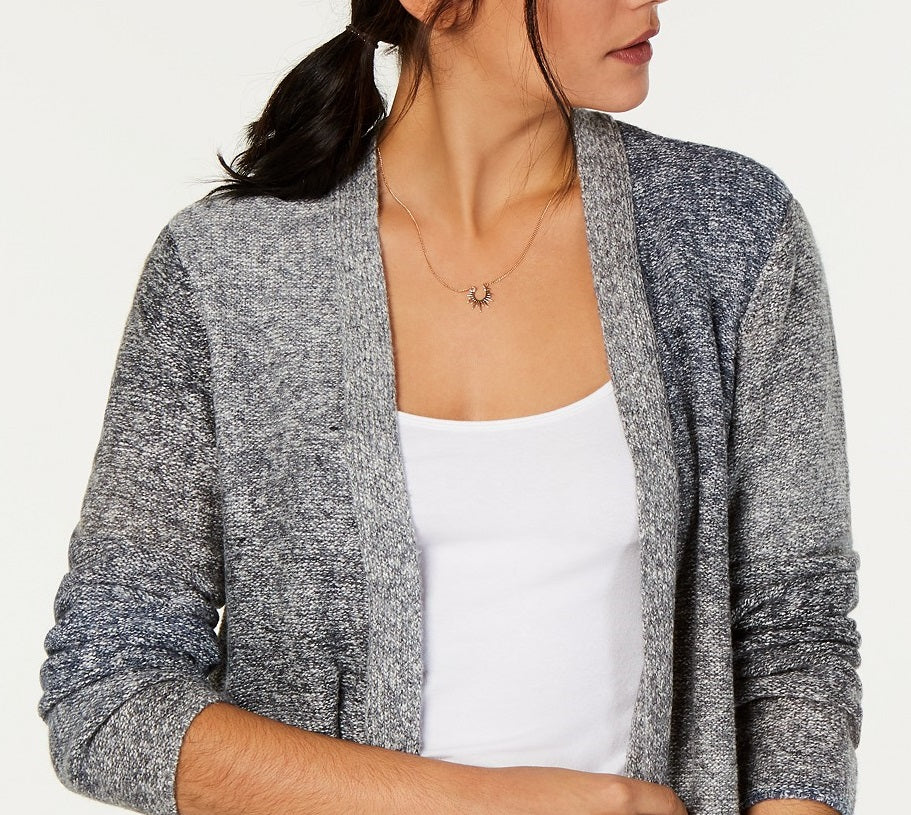 Cardigan feminino estilo &amp; co com decote aberto e mangas curtas, preto, tamanho médio