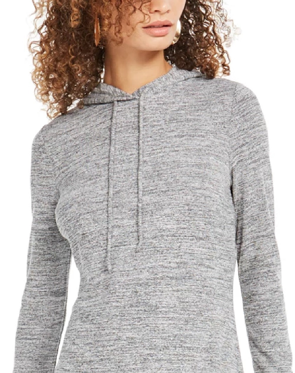 Blusa túnica com capuz feminina Bar III cinza tamanho médio