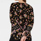 Camisa feminina estampada com decote aberto, preta, tamanho pequeno, estilo &amp; co
