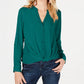 Blusa feminina com botões e estampa frontal Petite Twist da INC International Concepts, azul, tamanho pequeno