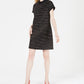 Vestido feminino estampado com gola, preto, tamanho grande, Maison Jules