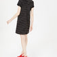Vestido feminino estampado com gola, preto, tamanho grande, Maison Jules