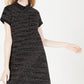 Vestido feminino estampado com gola, preto, tamanho grande, Maison Jules