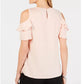 Blusa feminina com babados e ombros de fora, rosa, tamanho grande, da coleção JM