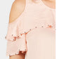 Blusa feminina com babados e ombros de fora, rosa, tamanho grande, da coleção JM