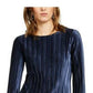Blusa plissada de veludo feminina INC International Concepts, azul-marinho, tamanho grande