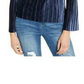 Blusa plissada de veludo feminina INC International Concepts, azul-marinho, tamanho pequeno