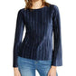Blusa plissada de veludo feminina INC International Concepts, tamanho azul-marinho, extrapequeno