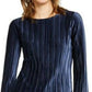 Blusa plissada de veludo feminina INC International Concepts, tamanho azul-marinho, extrapequeno