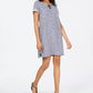 Vestido estilo camiseta feminino com cadarço, azul, tamanho médio