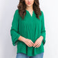 Charter Club Blusa feminina texturizada com babados duplos, verde escuro, tamanho X-S