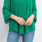 Charter Club Blusa feminina texturizada com babados duplos, verde escuro, tamanho X-S