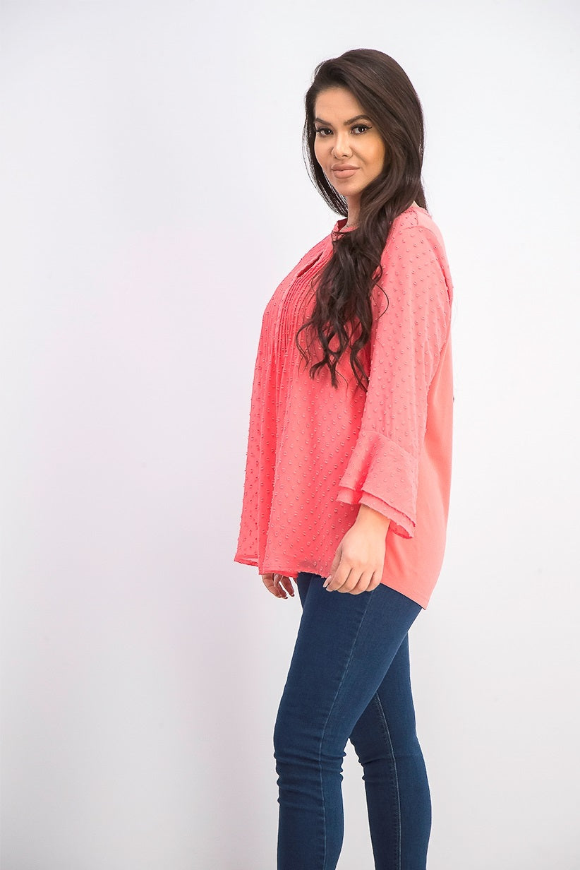 Charter Club Top feminino pequeno com babados duplos texturizado e franzido rosa escuro tamanho pequeno pequeno