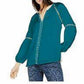 Blusa camponesa feminina com ilhós e acabamento em ilhós, azul, tamanho pequeno, da INC International Concepts