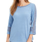 Top de crochê feminino Charter Club com detalhes, azul, tamanho grande