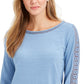 Top de crochê feminino Charter Club com detalhes, azul, tamanho extra grande