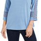 Top de crochê feminino Charter Club com detalhes, azul, tamanho extra grande