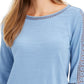 Top de crochê feminino Charter Club com detalhes, azul, tamanho XX-G