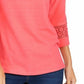 Top de crochê feminino Charter Club com detalhes rosa, tamanho médio