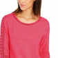 Top de crochê feminino Charter Club com detalhes rosa, tamanho grande