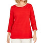 Top de crochê feminino Charter Club com detalhes, vermelho, tamanho médio