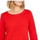 Top de crochê feminino Charter Club com detalhes, vermelho, tamanho médio