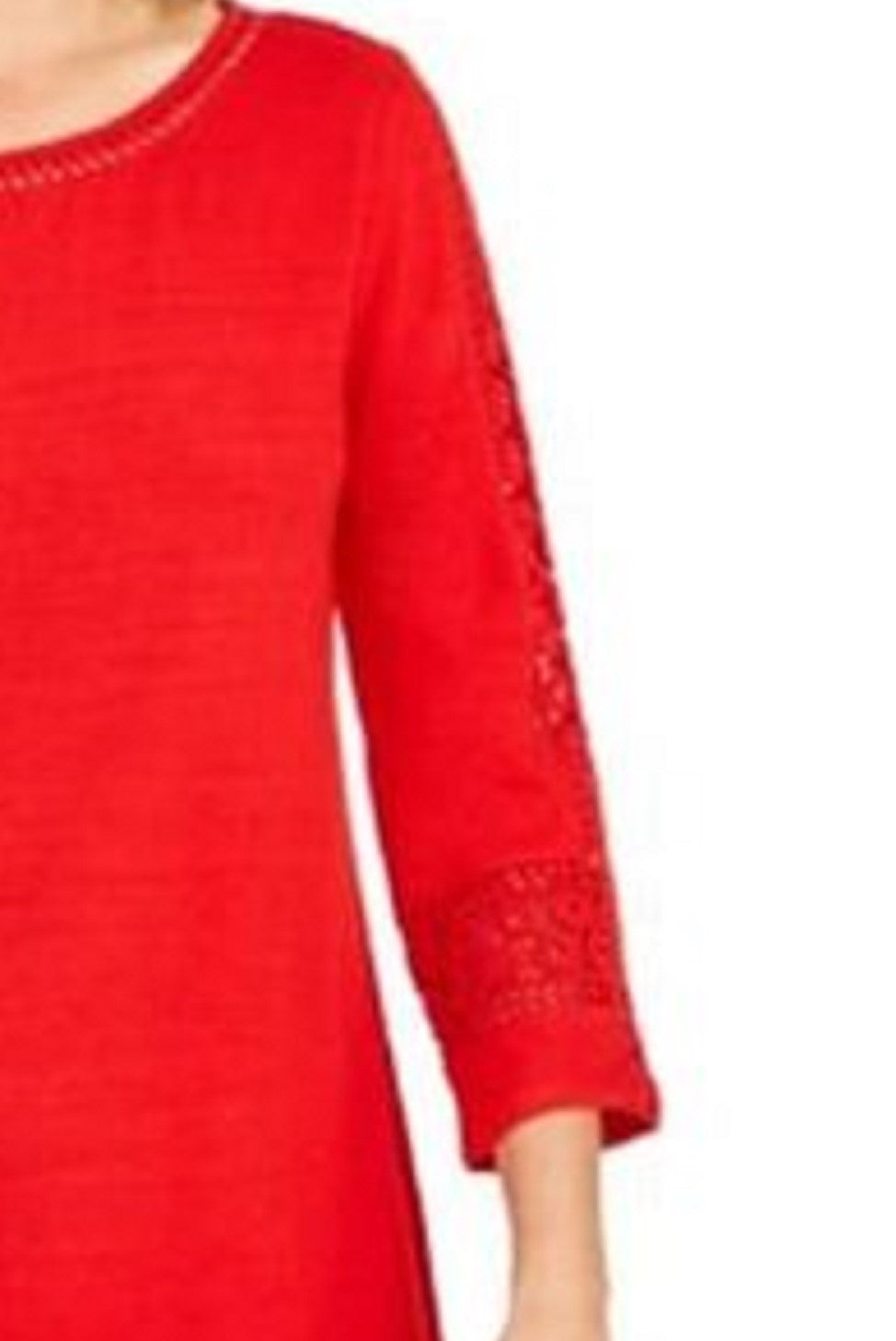 Top de crochê feminino Charter Club com detalhes, vermelho, tamanho médio