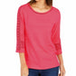 Top feminino de crochê com detalhes, rosa, tamanho pequeno, Charter Club