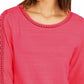 Top feminino de crochê com detalhes, rosa, tamanho pequeno, Charter Club