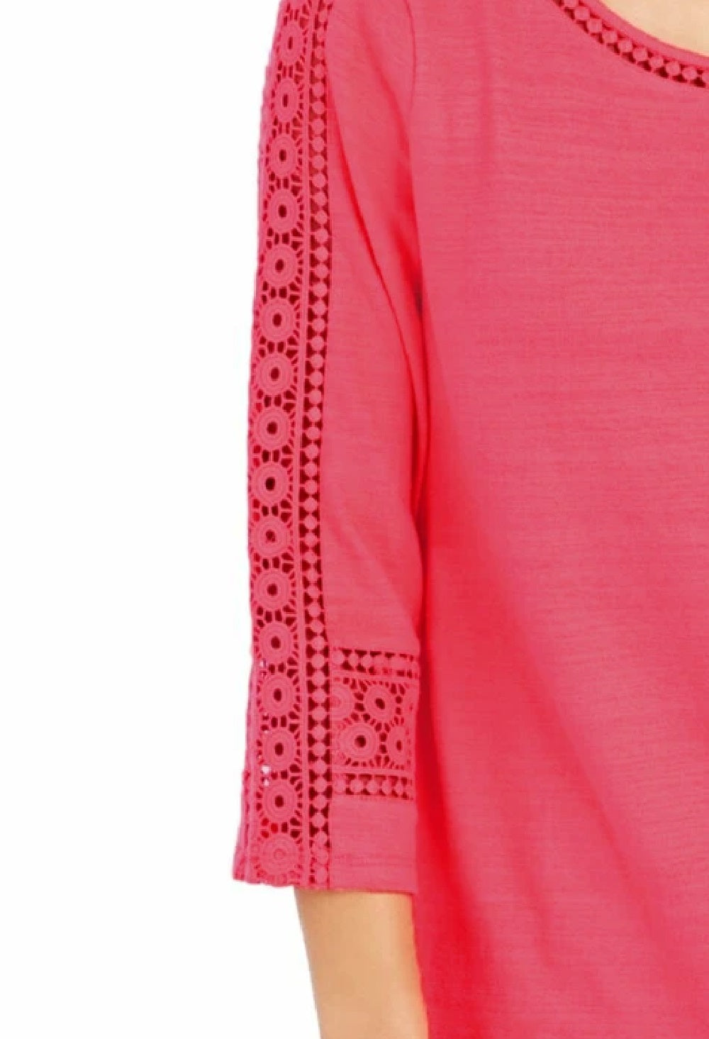 Top feminino de crochê com detalhes, rosa, tamanho pequeno, Charter Club