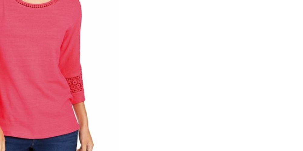 Top de crochê feminino Charter Club com detalhes, vermelho, tamanho extra grande