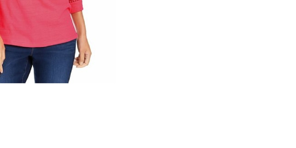 Top de crochê feminino Charter Club com detalhes, vermelho, tamanho extra grande
