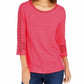 Top de crochê feminino Charter Club com detalhes, vermelho, tamanho extra pequeno