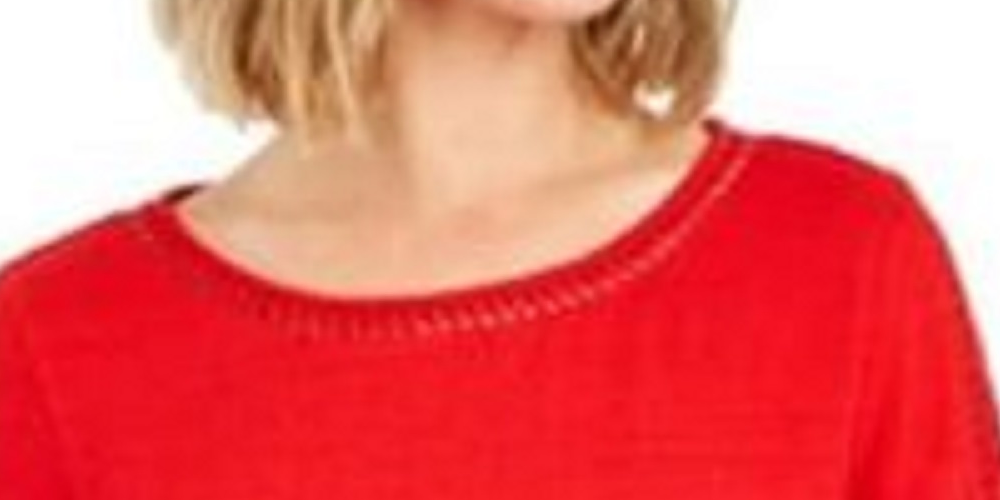 Top de crochê feminino Charter Club com detalhes, vermelho, tamanho 2, extragrande